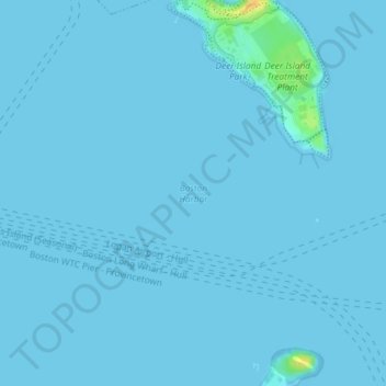 Mappa topografica Boston Harbor, altitudine, rilievo