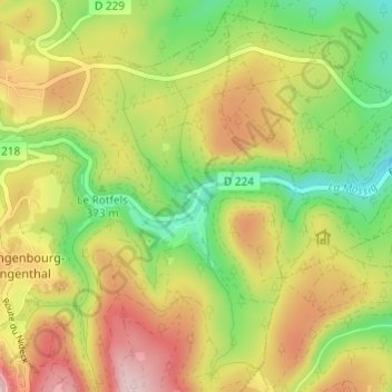 Mappa topografica Freudeneck, altitudine, rilievo