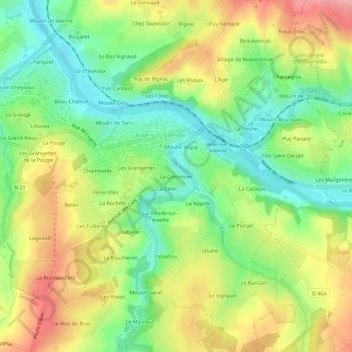 Mappa topografica Le Colombier, altitudine, rilievo