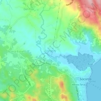Mappa topografica Songkoy, altitudine, rilievo