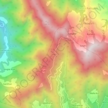 Mappa topografica Kuleti, altitudine, rilievo