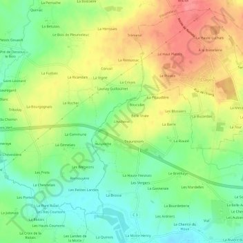 Mappa topografica L'Archerie, altitudine, rilievo
