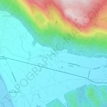 Mappa topografica Toppo, altitudine, rilievo