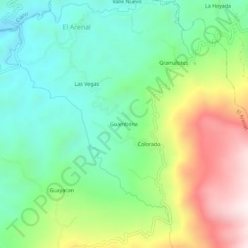 Mappa topografica Guambona, altitudine, rilievo