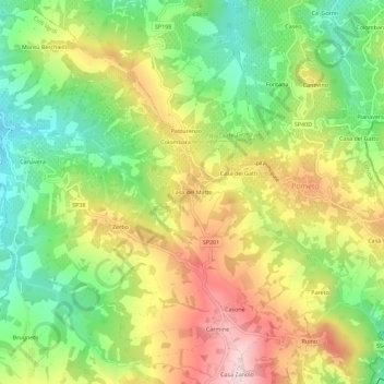 Mappa topografica Casa del Matto, altitudine, rilievo