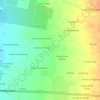 Mappa topografica Fundo Soriano, altitudine, rilievo