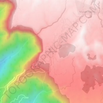 Mappa topografica Mawmluh, altitudine, rilievo