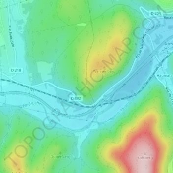 Mappa topografica Rocher du Corbeau, altitudine, rilievo