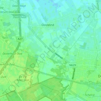 Mappa topografica Hoogendijk, altitudine, rilievo