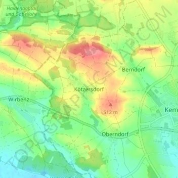 Mappa topografica Kötzersdorf, altitudine, rilievo