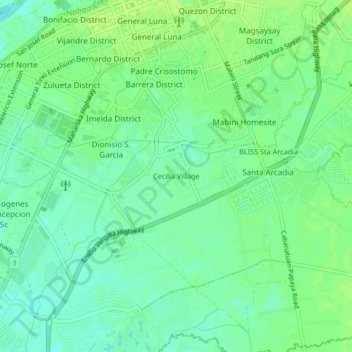 Mappa topografica Cecilia Village, altitudine, rilievo