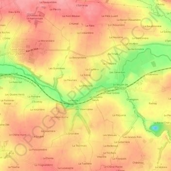 Mappa topografica La Prioulais, altitudine, rilievo