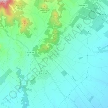 Mappa topografica s'Horta, altitudine, rilievo
