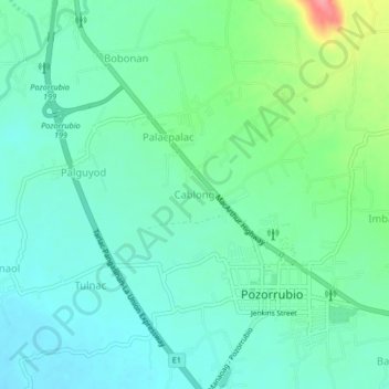 Mappa topografica Cablong, altitudine, rilievo
