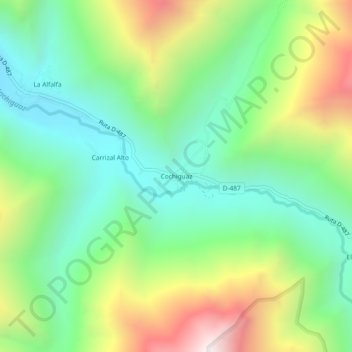 Mappa topografica Cochiguaz, altitudine, rilievo