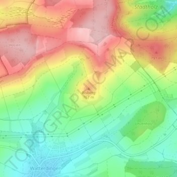 Mappa topografica Bisberg, altitudine, rilievo