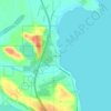 Mappa topografica Evergreen Shores, altitudine, rilievo