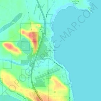 Mappa topografica Evergreen Shores, altitudine, rilievo