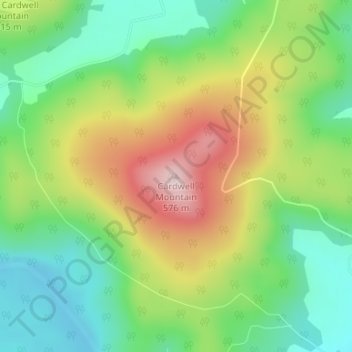 Mappa topografica Cardwell Mountain, altitudine, rilievo