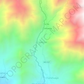 Mappa topografica Carabaya, altitudine, rilievo