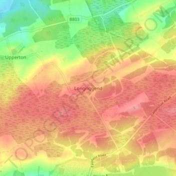 Mappa topografica Longriggend, altitudine, rilievo