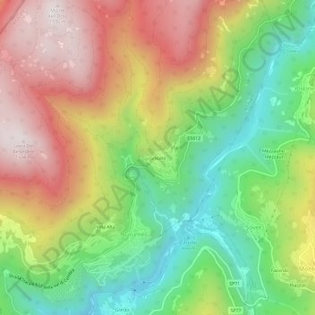 Mappa topografica Grauno, altitudine, rilievo