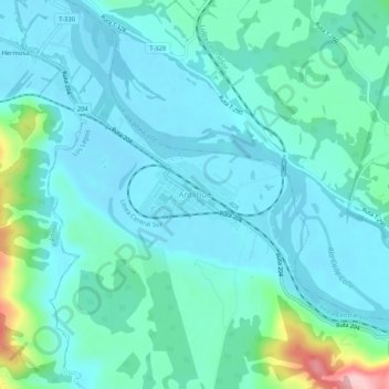 Mappa topografica Antilhue, altitudine, rilievo