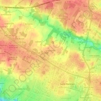 Mappa topografica La Rousselière, altitudine, rilievo