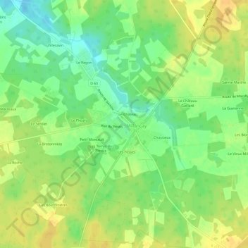 Mappa topografica Le Couvent, altitudine, rilievo
