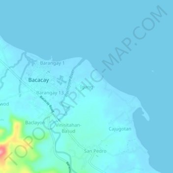 Mappa topografica Igang, altitudine, rilievo