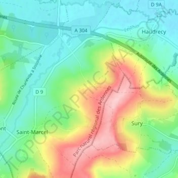 Mappa topografica La Grève, altitudine, rilievo