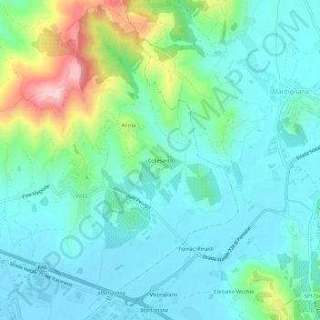 Mappa topografica Collesanto, altitudine, rilievo