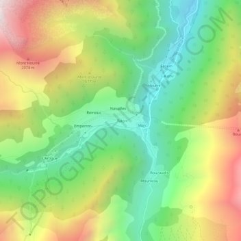 Mappa topografica Tuto, altitudine, rilievo