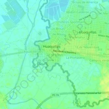 Mappa topografica 24 de Mayo, altitudine, rilievo