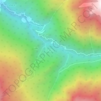 Mappa topografica Shila, altitudine, rilievo