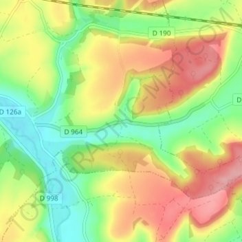 Mappa topografica Seraucourt, altitudine, rilievo