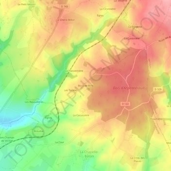 Mappa topografica Bout-de-Bois, altitudine, rilievo