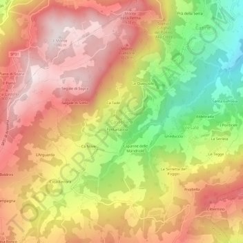 Mappa topografica Castellaro, altitudine, rilievo