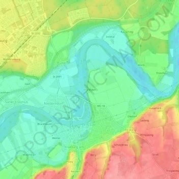 Mappa topografica Ensfelden, altitudine, rilievo