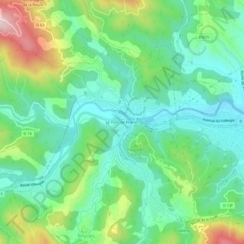 Mappa topografica Le Pont de Reynès, altitudine, rilievo