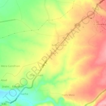 Mappa topografica Bafa, altitudine, rilievo