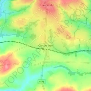 Mappa topografica Clynderwen, altitudine, rilievo