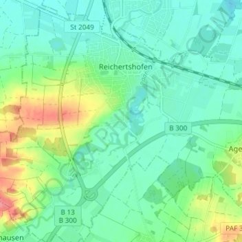 Mappa topografica Gotteshofen, altitudine, rilievo
