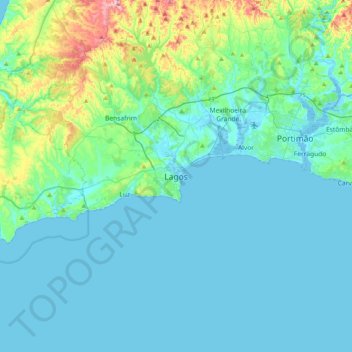 Mappa topografica Lagos, altitudine, rilievo