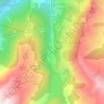 Mappa topografica L'Ami, altitudine, rilievo