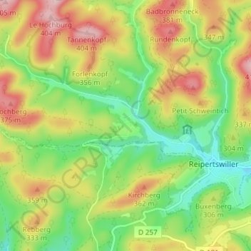 Mappa topografica Wildenguth, altitudine, rilievo
