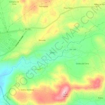 Mappa topografica Goldra, altitudine, rilievo