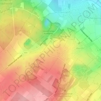 Mappa topografica Kuhtrift, altitudine, rilievo