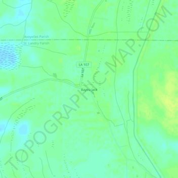 Mappa topografica Bayou Jack, altitudine, rilievo