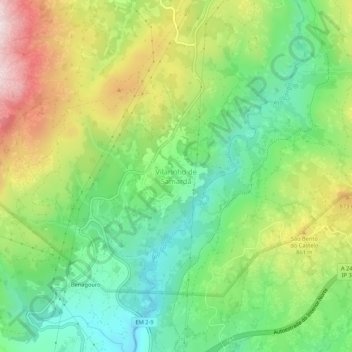 Mappa topografica Vilarinho de Samardã, altitudine, rilievo